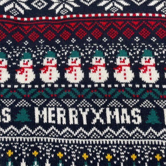 Alcott Christmas Sweater Men Sz XL Striped Snowman Trees Merry Xmas Acrylic Wool - Picture 10 of 14